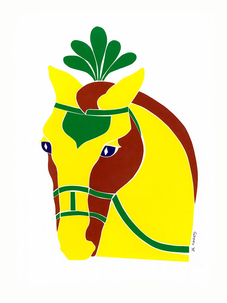 Cavallo circense giallo · Carta colorata · cm30x40