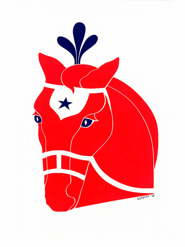 Cavallo circense rosso · Carta colorata · cm30x40